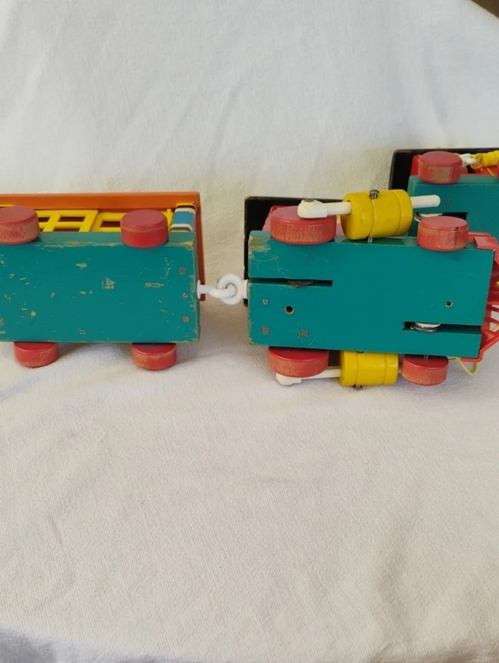 Fisher-Price 1963 VintageKids Wooden Pull Train Huffy Puffy 4 Pieces